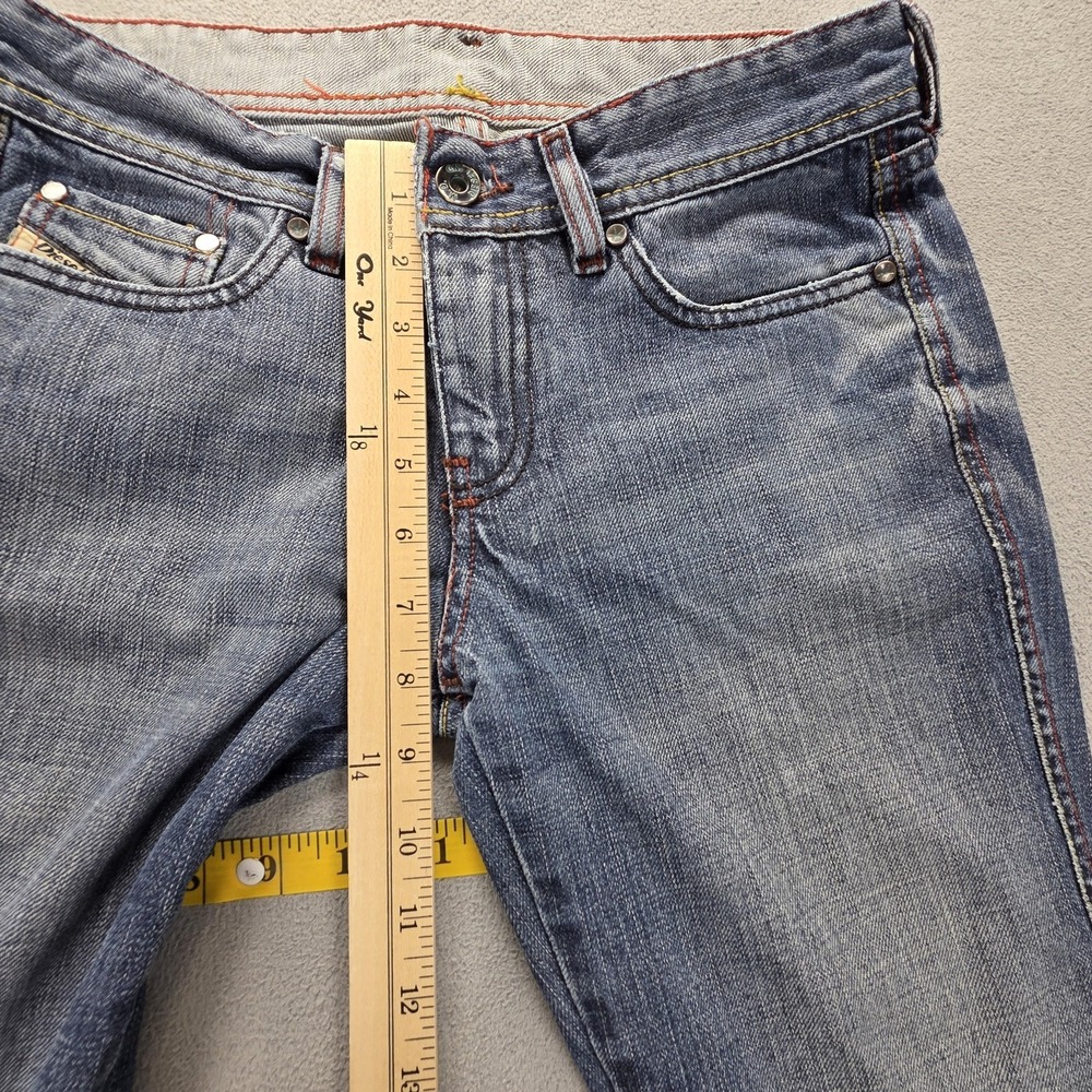 Diesel Jeans Womens 26x34 Blue Medium Wash Slim Bootcut Embroidered Italy - Picture 7 of 16